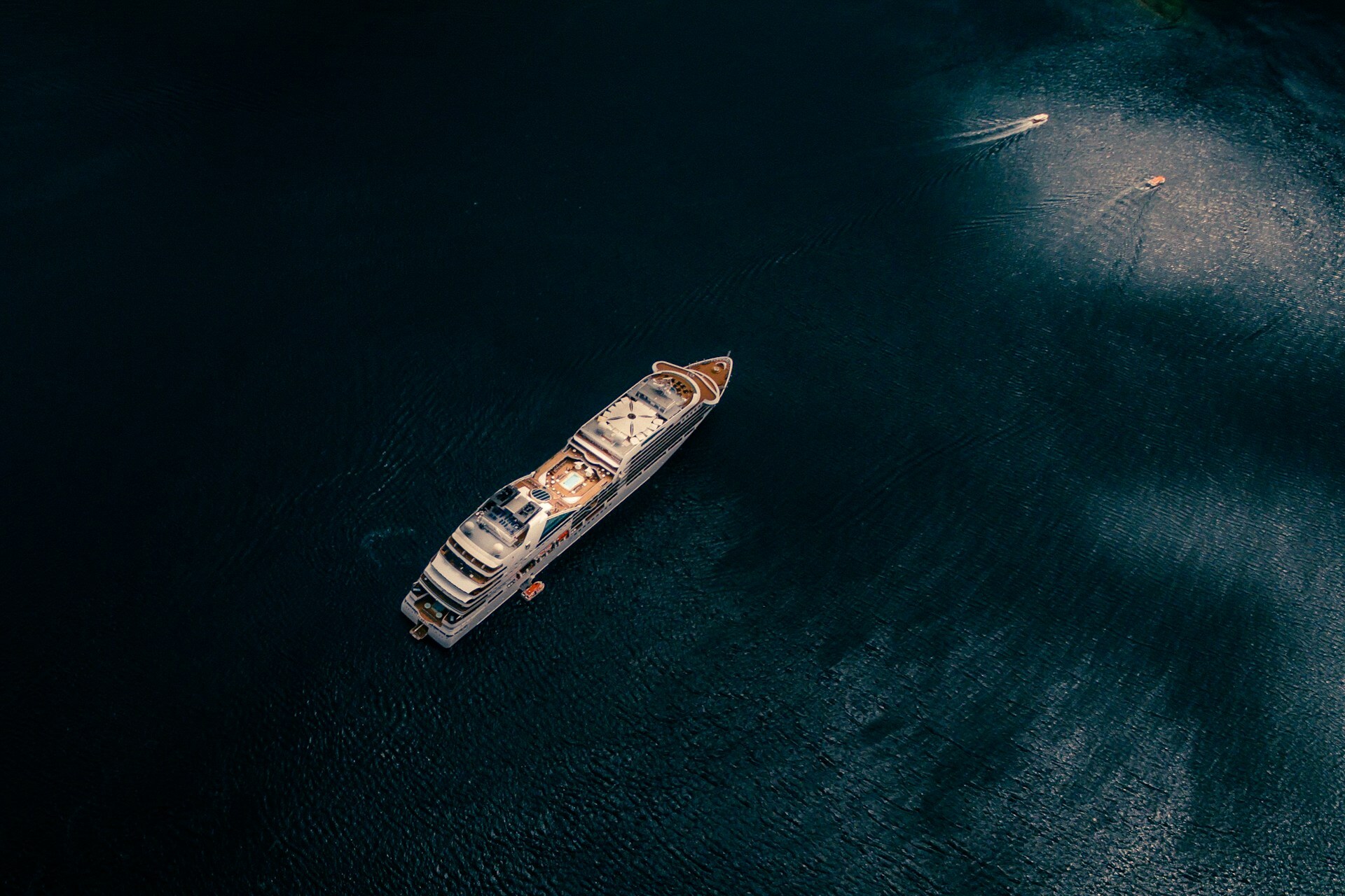 a cruise ship out at sea